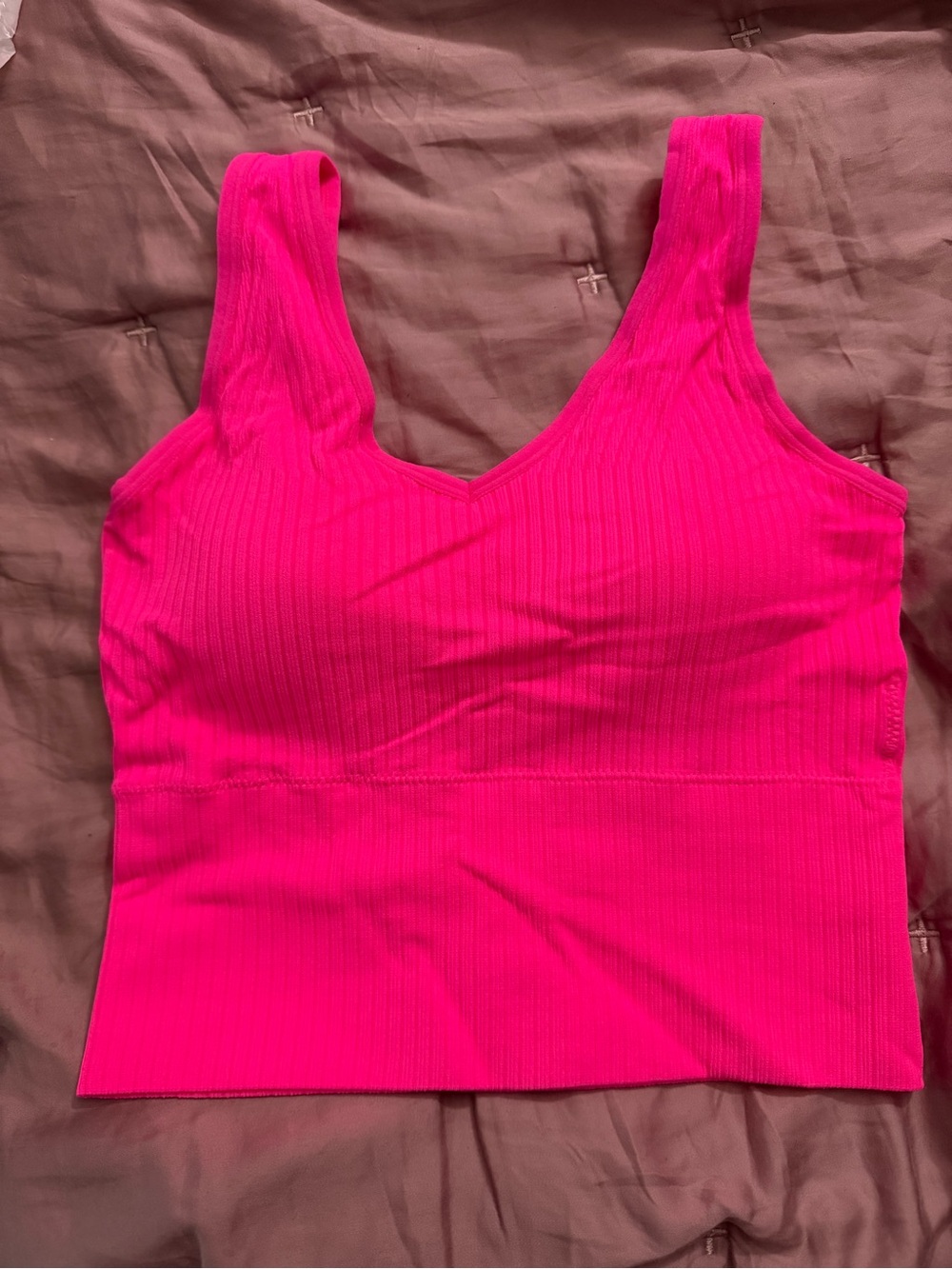 Ribbed V-Neck Cropped Tank Tops